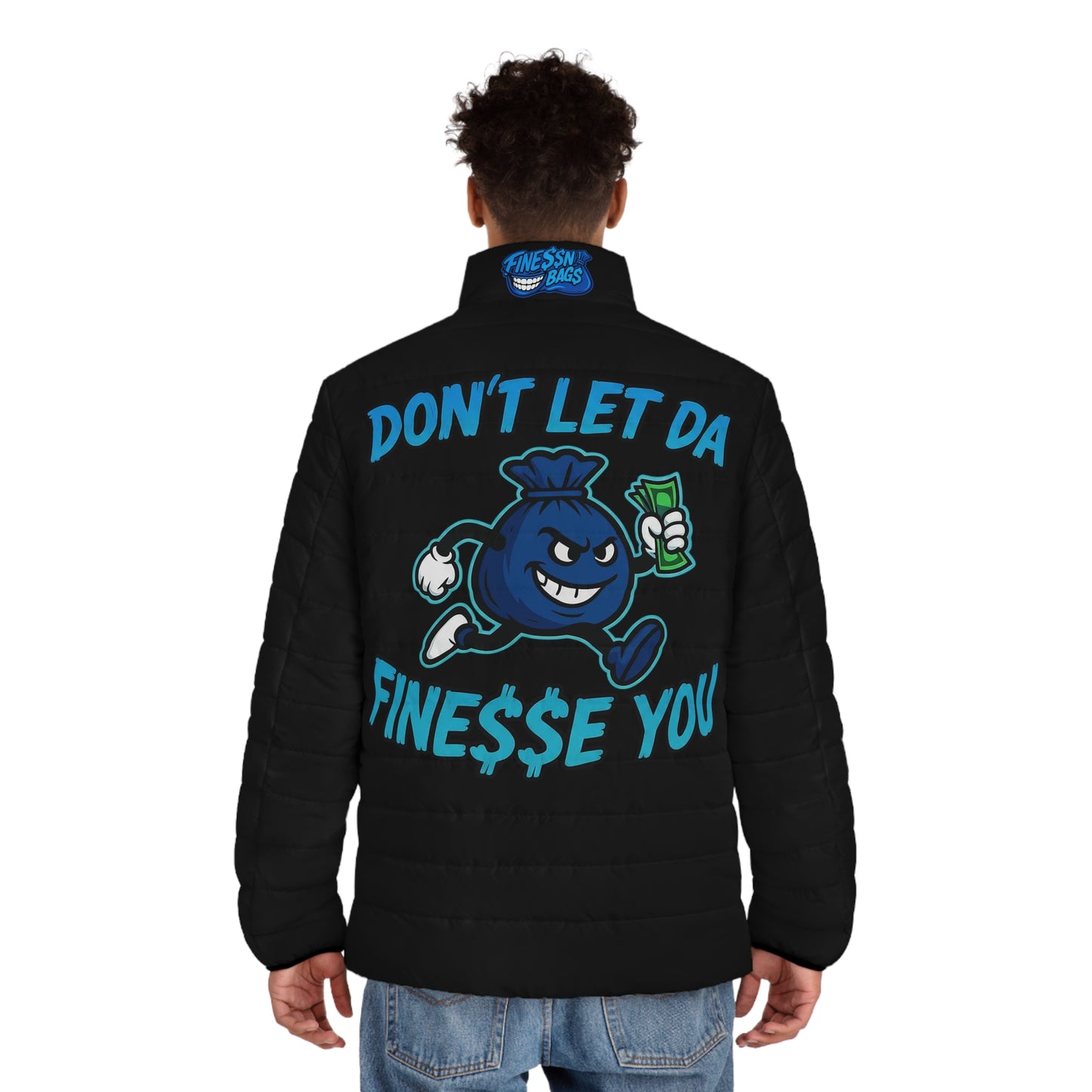 Finessin Bags Men’s Black & Blue Puffer Jacket