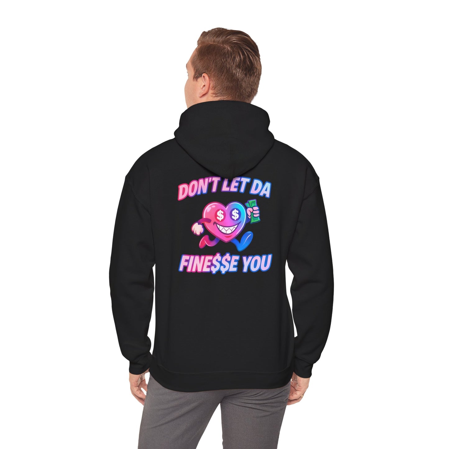 Finessin Bags Men’s Black, Pink & Blue Heavy Blend™ Hooded Sweatshirt V-DAY EDITION