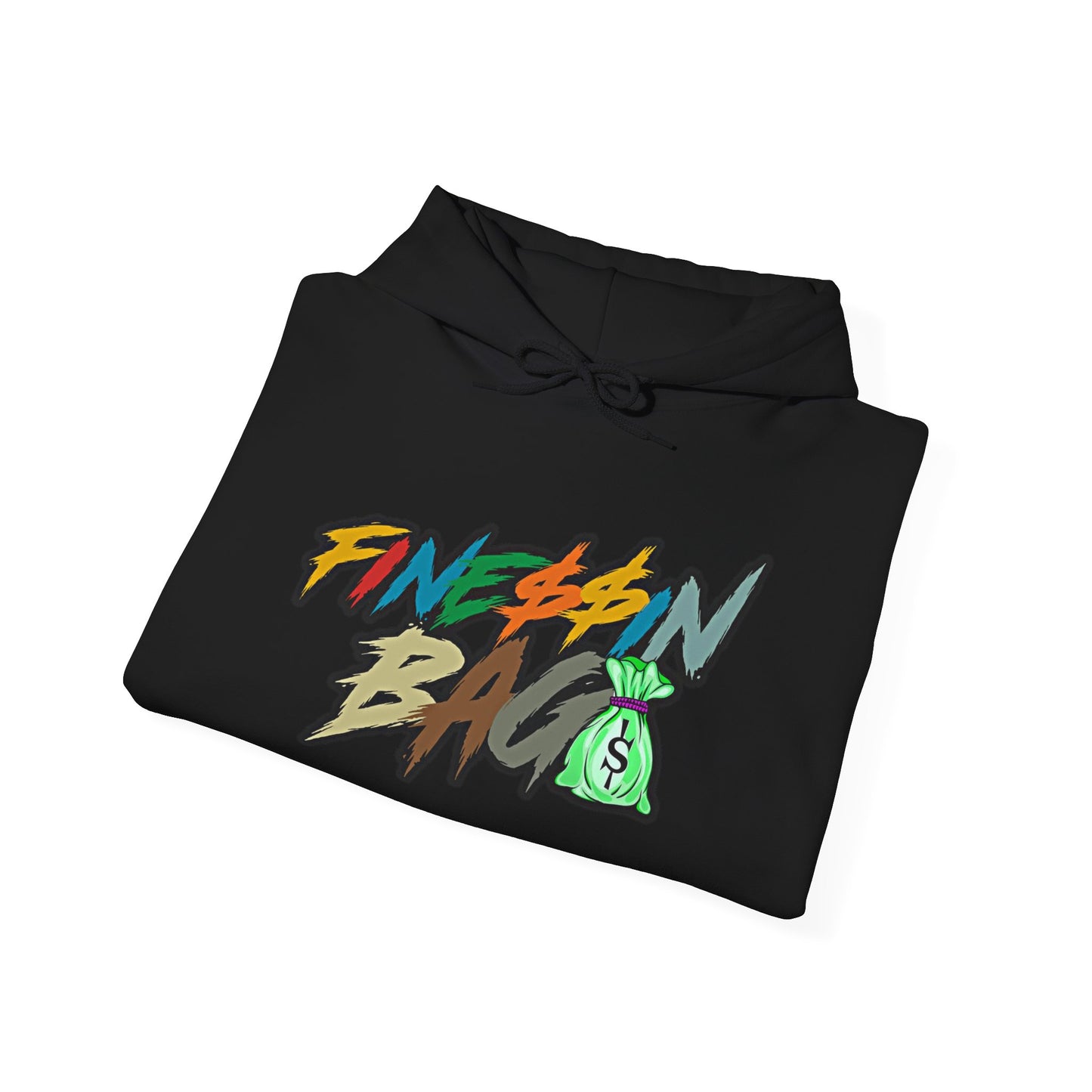 Finessin Bags Men’s Multi-Colored Black Hooded Sweatshirt
