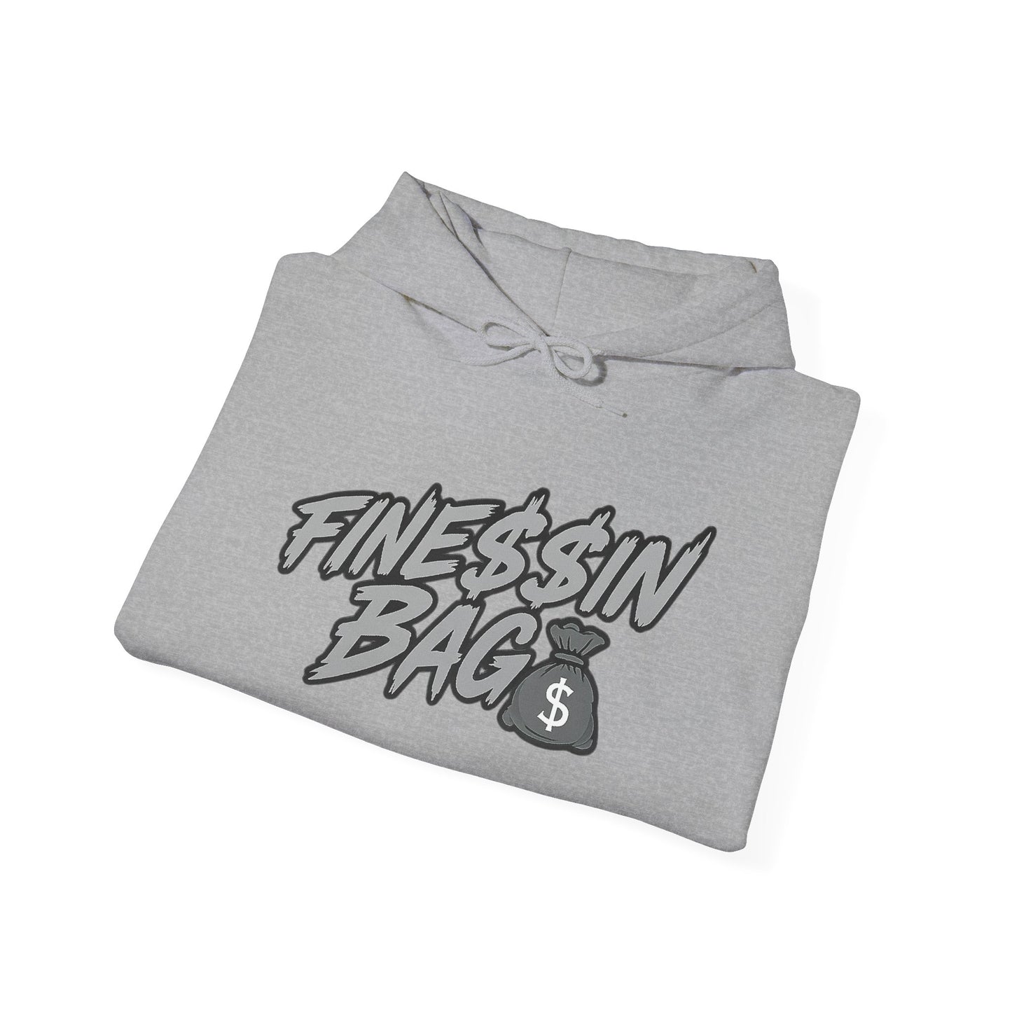 Finessin Bags Men’s Gray Black & White Hooded Sweatshirt