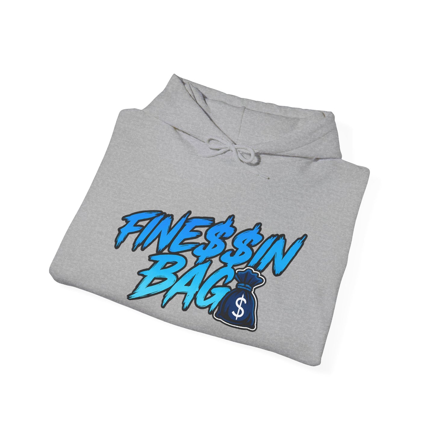Finessin Bags Men’s Gray & Blue Hooded Sweatshirt