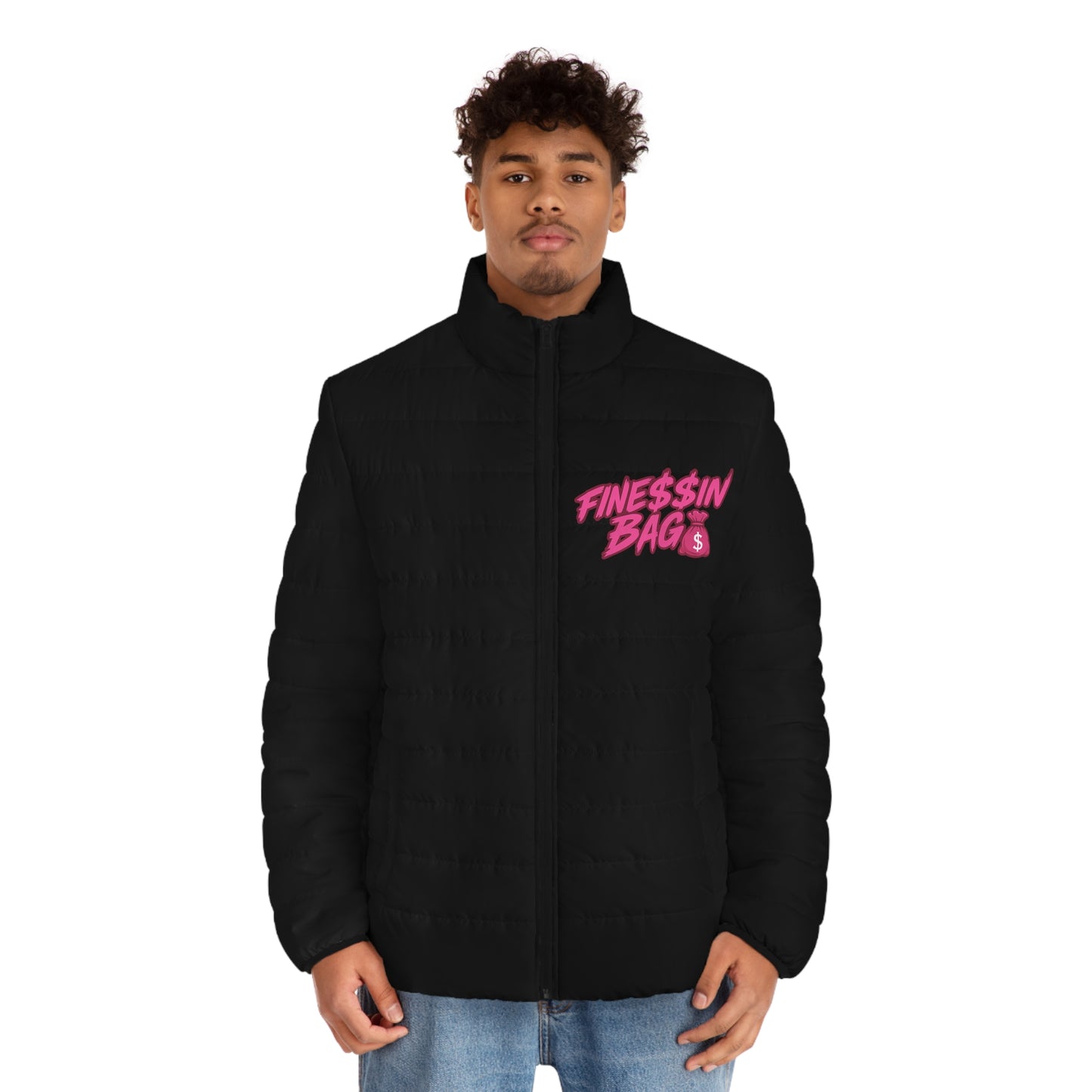 Finessin Bags Men’s Black & Pink Puffer Jacket