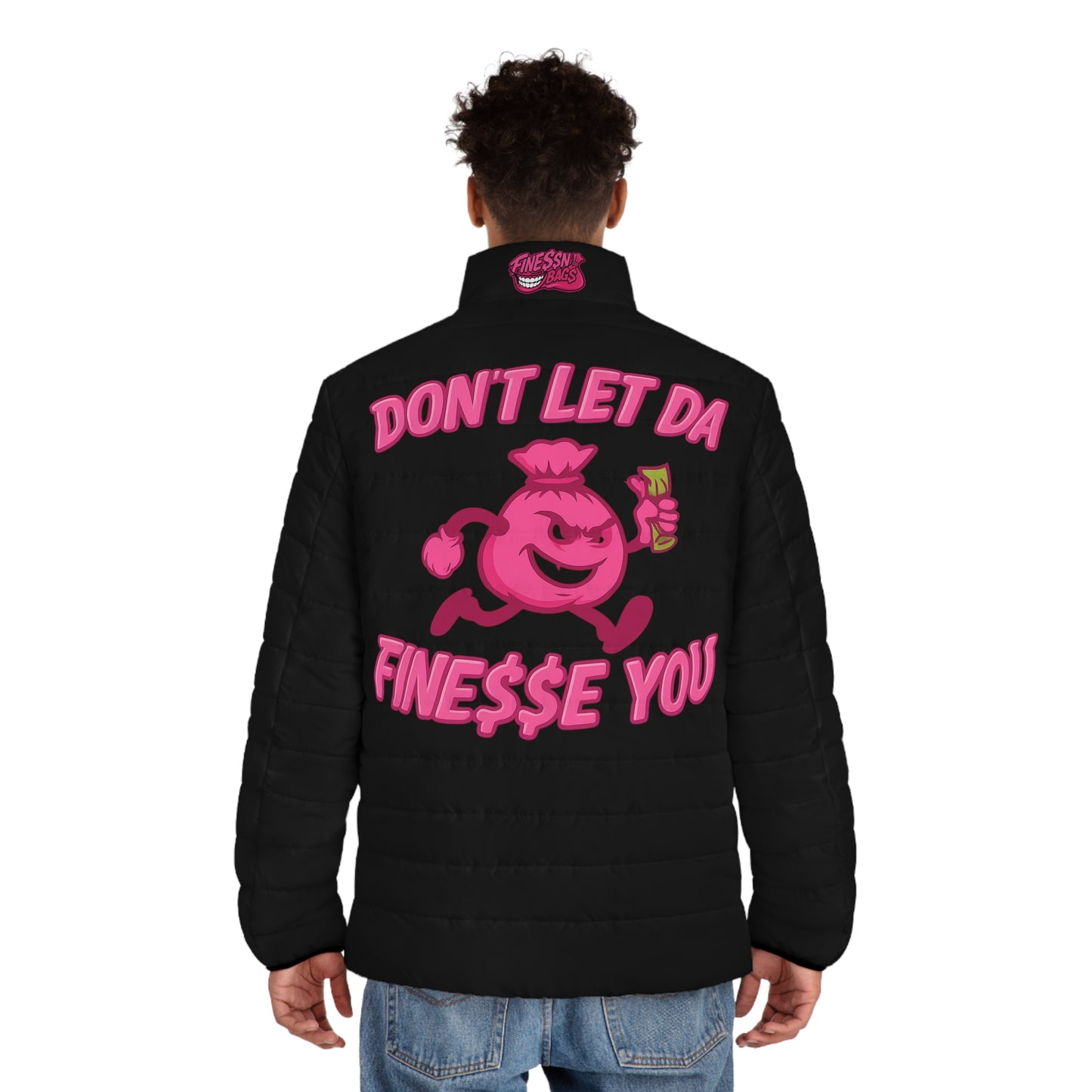 Finessin Bags Men’s Black & Pink Puffer Jacket