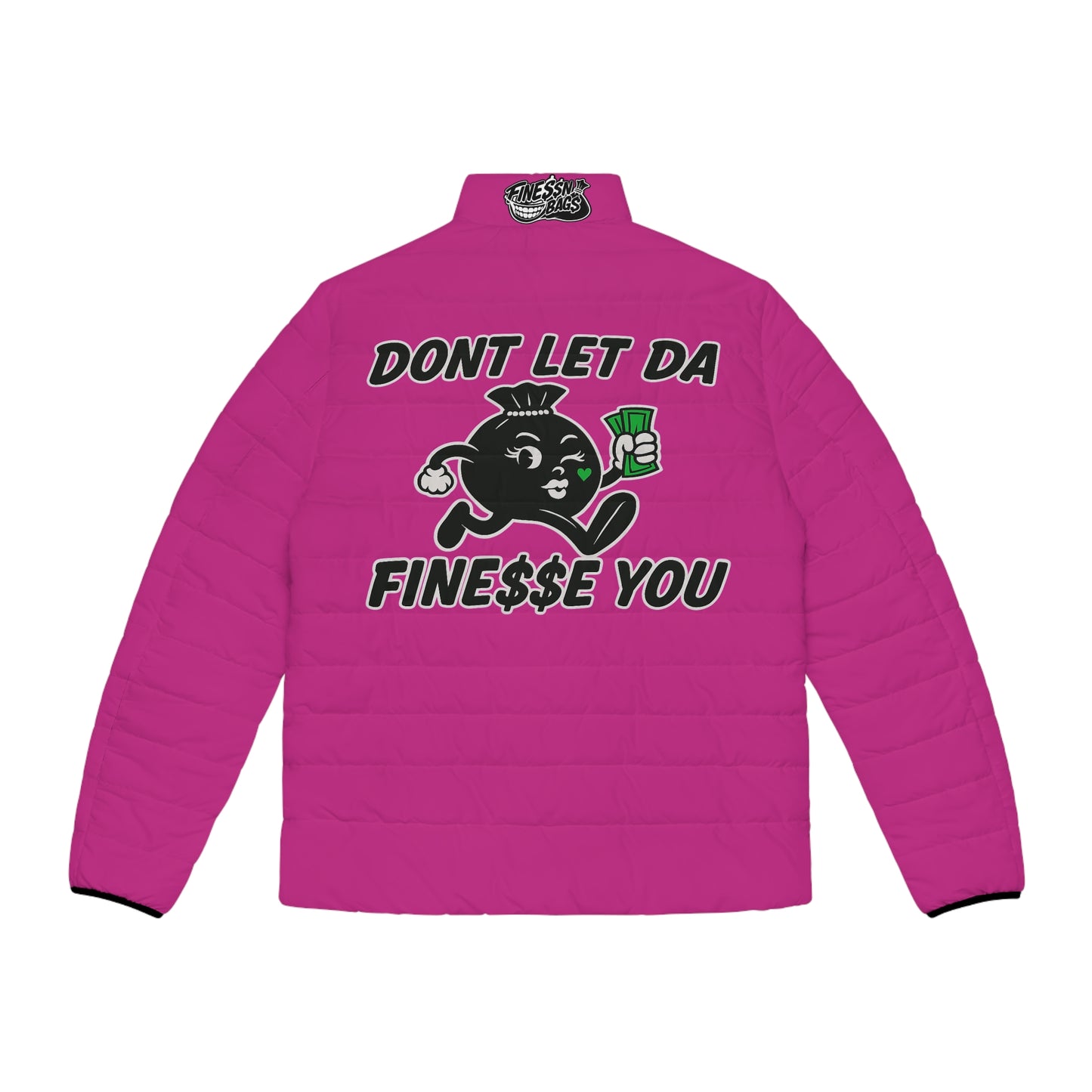 Vibrant Women’s Pink Black & White Puffer Jacket