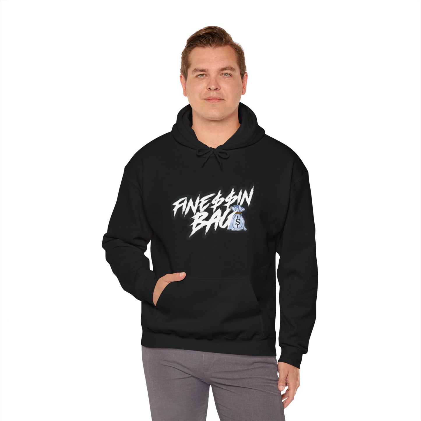 Finessin Bags Men’s Black Heavy Blend™ Hooded Sweatshirt
