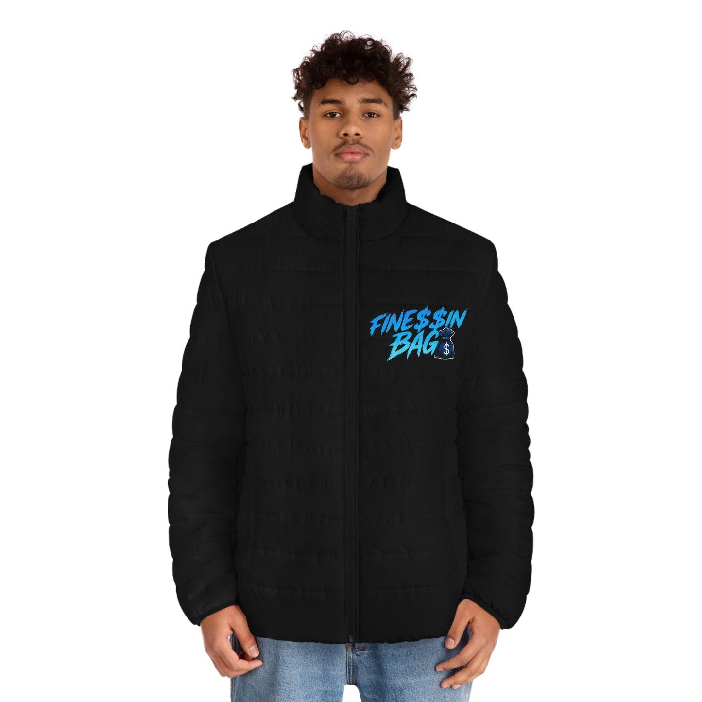 Finessin Bags Men’s Black & Blue Puffer Jacket