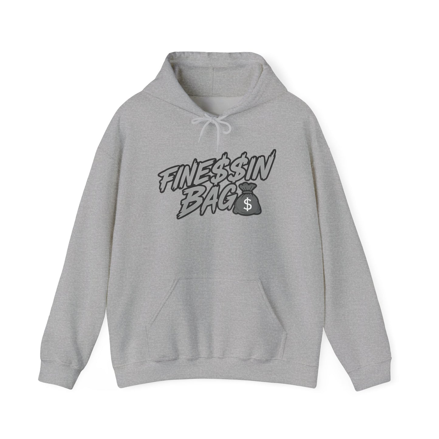 Finessin Bags Men’s Gray Black & White Hooded Sweatshirt