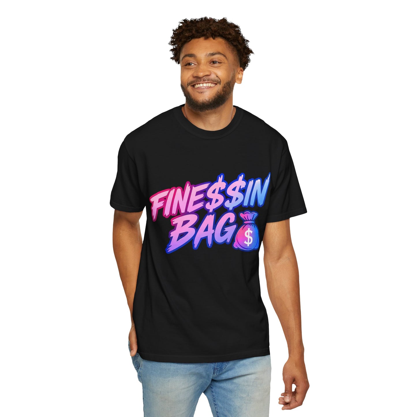 Finessin Bags Men’s Black Pink & Blue T-Shirt