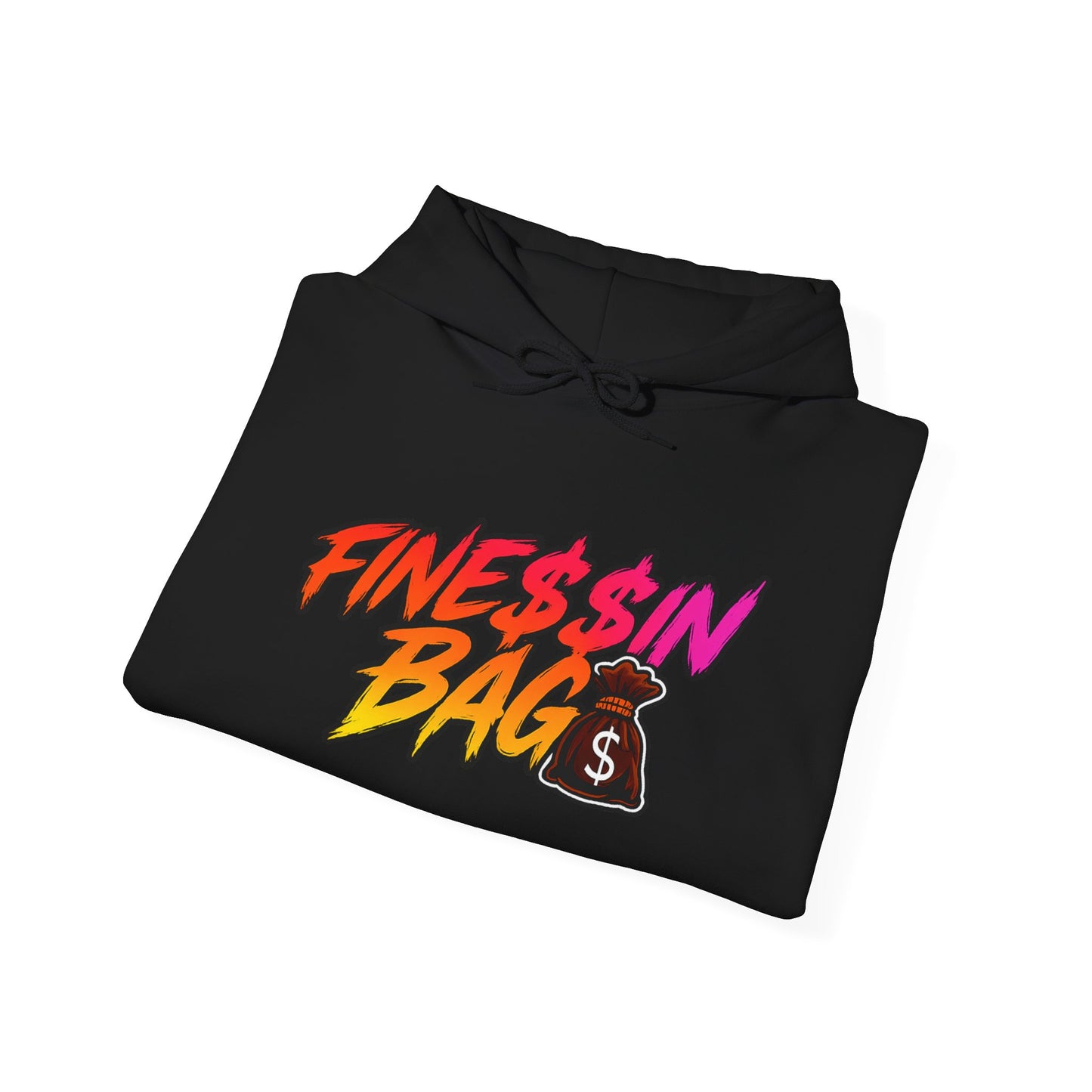 Finessin Bags Men’s Black Orange White & Brown Hooded Sweatshirt